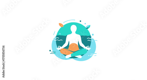 Abstract Illustration of Person in Meditation Pose.