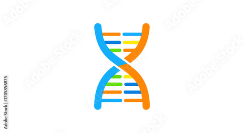 Colorful Stylized DNA Double Helix Icon Representing Genetics and Science.