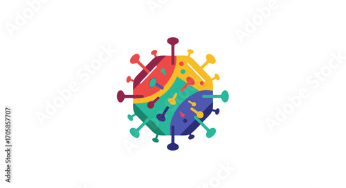Colorful Abstract Representation of a Virus Particle.
