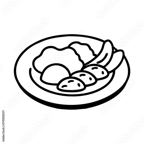 Iftar plate with rice, meat, and fruit for celebrating Ramadan  