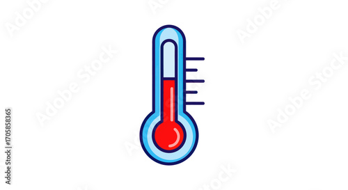 Blue Thermometer with Red Liquid Indicating Temperature Level.