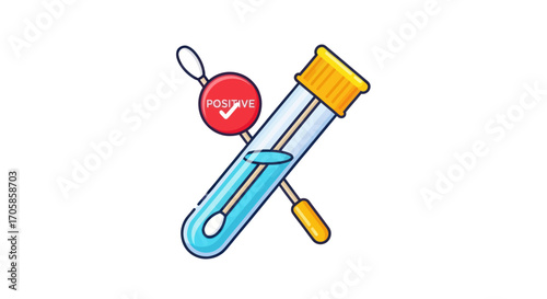 COVID-19 Test Kit with Swab and Tube Illustration.