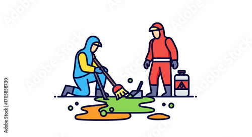 Hazmat Team Cleaning Hazardous Spill.