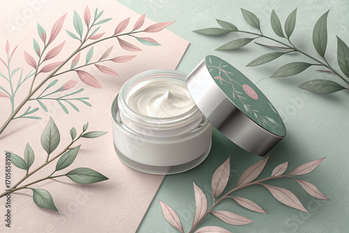 cosmetic moisturizing cream with herbs