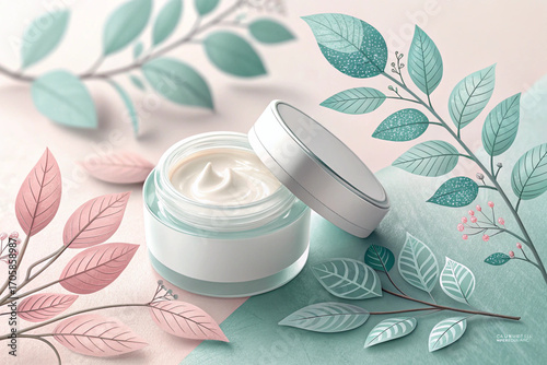 cosmetic cream and flowers