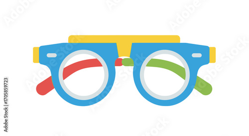 Colorful Blue Eyeglasses with Colored Lenses.