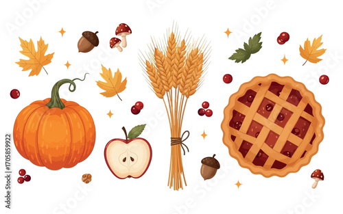 set of autumn vegetables