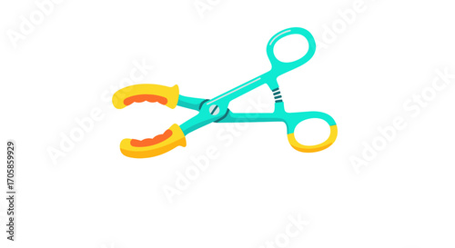 Turquoise and Yellow Plastic Gripper Tool for Childrens Play.