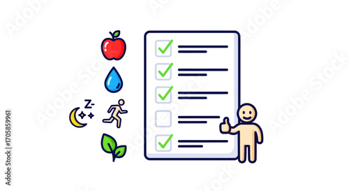 Illustrated Checklist of Healthy Lifestyle Habits.