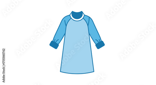 Simple Blue Raglan Sleeve Dress Illustration with White Collar.