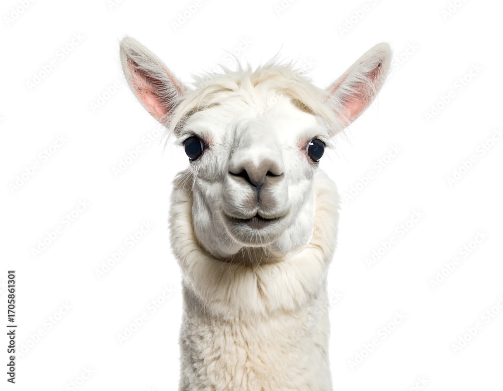 Obraz premium Close-up of a white alpaca's face