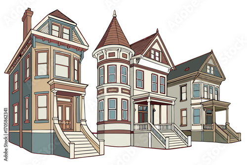 vector illustration of an old town