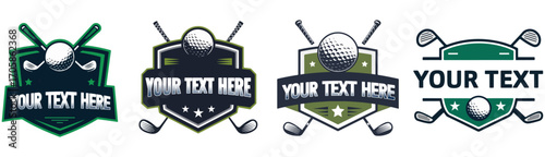 Golf Club Logo Badge Vector Template with Golf Ball and Crossed Clubs Design