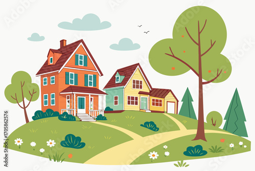 landscape with houses