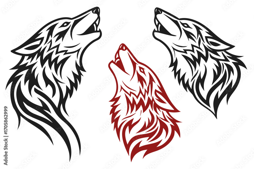 Naklejka premium vector image of a wolf