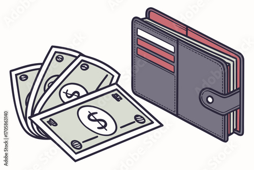 wallet with dollar bills