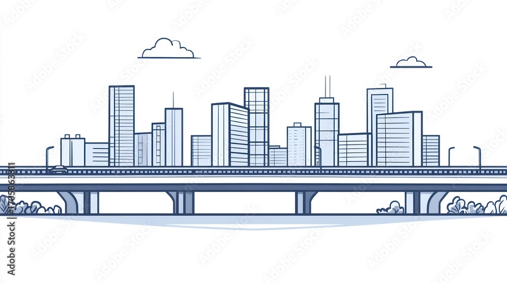 Fototapeta premium Cityscape skyline elevated highway