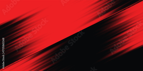 Halftone dots in red and blue with grunge gradient texture. Modern pop art comic style background, ideal for sporty vector layouts and energetic visual concepts.