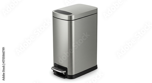 Sleek Stainless Steel Step Trash Can for Modern Home Interior with Enhanced Hygiene and Hands-Free Operation, Perfect for Kitchen or