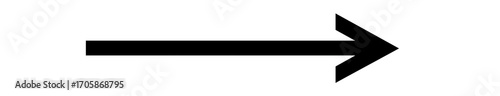 Straight right arrow. Simple black pointer symbol. Minimal design element for navigation and direction use. Isolated on transparent background, png