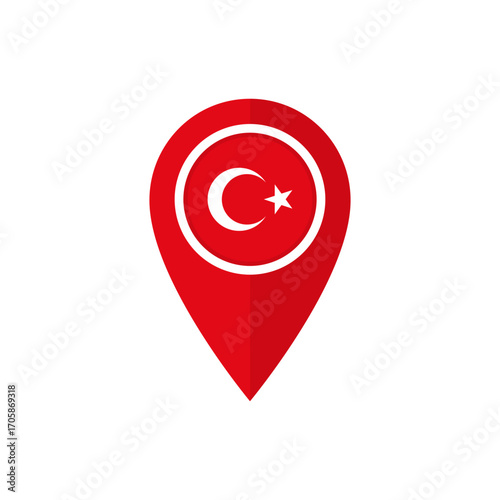 Map marker with Turkish flag. Location pin with flag of Turkey