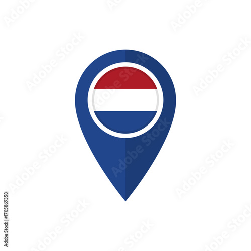 Location pin with flag of Netherlands or Holland. Map marker with Dutch flag