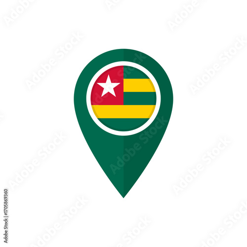Map marker with Togolese flag. Location pin with flag of Togo