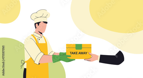 Chef Delivering Takeaway: Modern Illustration Illustrating Food Delivery Service