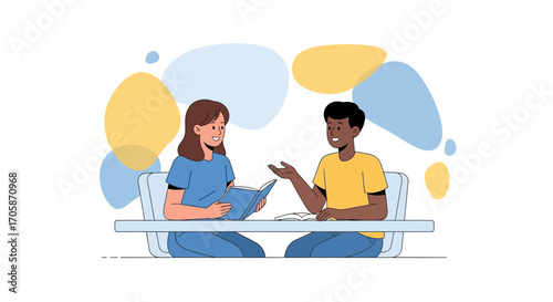 Collaborative Brainstorming Session With Animated People Sharing Open Ideas and Thoughts