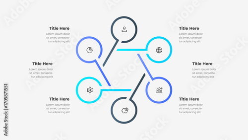 Modern infographic with 6 steps, colorful theme, and icons emphasizing business growth and performance. Perfect for presentations, analytics visuals, and conceptual communication workflows