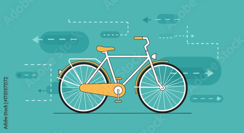 Conceptual Bicycle Illustration With Arrows Suggesting Movement And Direction On Smooth Surface