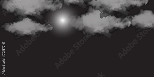 Image of glowing light and cloud of smoke on black background. Colour, shape, light and movement concept digitally generated image.