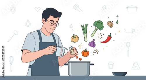 Chef Preparing Delicious Dishes With Fresh Vegetables And The Joy Of Cooking