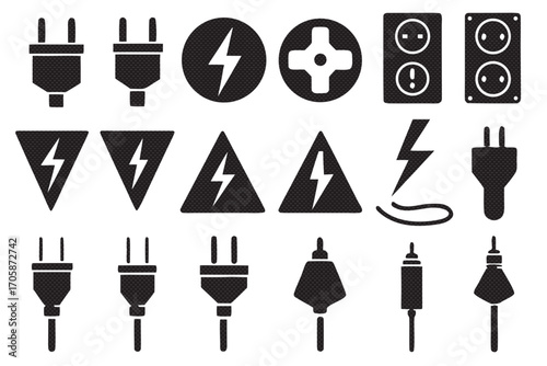 Collection of electrical plugs and symbols