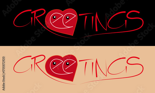 Romantic Greetings Vector Typography with Heart Shape