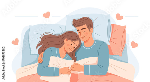 Couple Embracing In Bed, Wrapped In Comfort, Sharing Close Intimate Moments