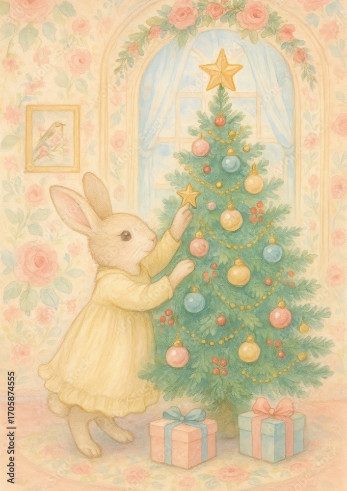 Obraz premium Charming festive bunny illustration.