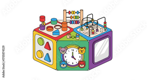 Colorful Educational Activity Cube for Toddlers.
