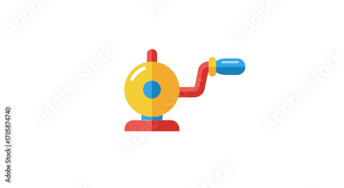 Colorful Cartoon Submarine Toy with Handle and Bell.