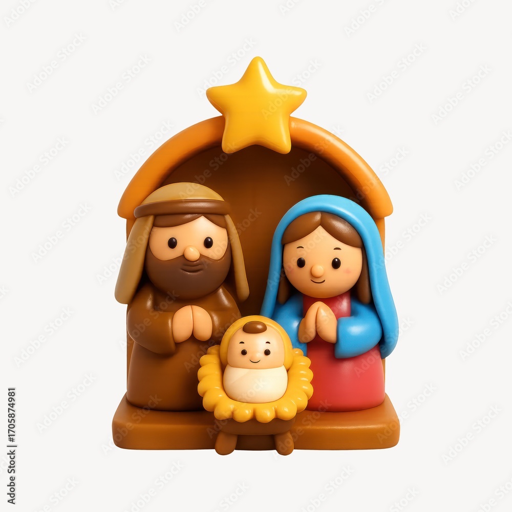 Fototapeta premium Cute nativity scene illustration