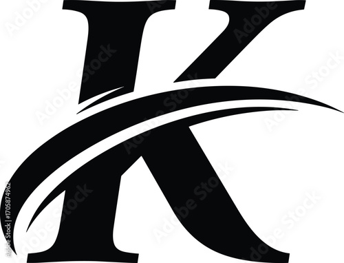 Black Letter K with swoosh logo design