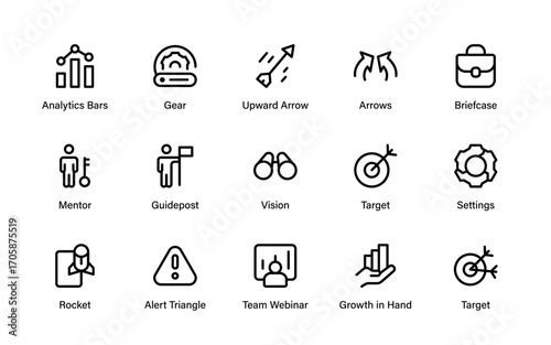 Personal Growth Modern Line Icon Pack, professional vector outline collection with minimal creative design featuring success, development, and finance progress themes