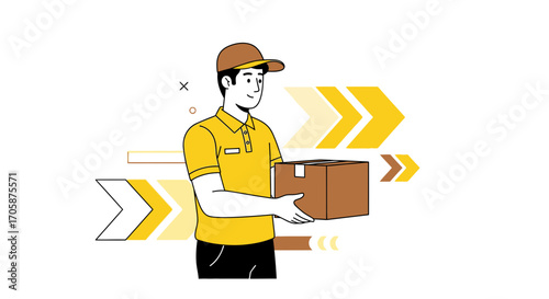 Courier Delivers Parcel Package Ready To Be Sent To Its Destination Fast Delivery Service