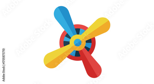 Colorful Three-Bladed Boomerang with Red Yellow and Blue Blades.