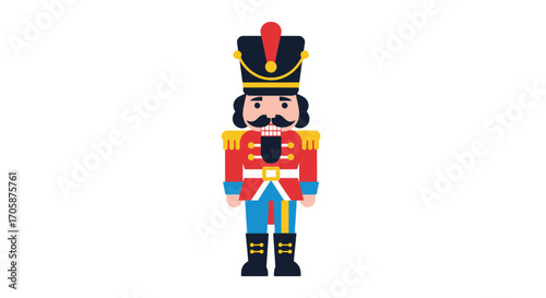 Traditional Nutcracker Soldier Toy Red Coat Black Hat.