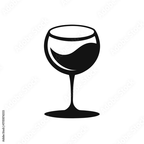 Simple silhouette of a wine glass with red wine