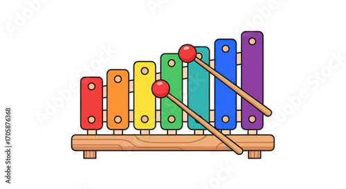 Colorful Wooden Xylophone with Mallets for Music Education.