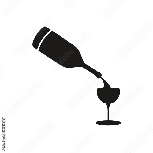 Silhouette of wine being poured from a bottle into a glass