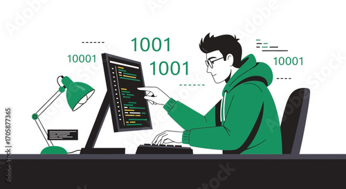 Creative Developer Working on Application, Debugging and Writing Code on Computer Screen
