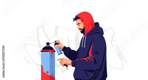 Creative Graffiti Artist With A Spray Can Illustrating Artistic Street Style Designs